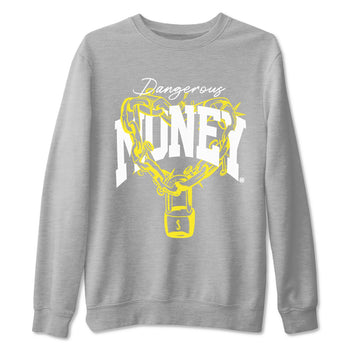 4s Vivid Sulfur shirt to match jordans Dangerous Money sneaker tees Air Jordan 4 Vivid Sulfur SNRT Sneaker Release Tees unisex cotton Heather Grey 2 crew neck shirt