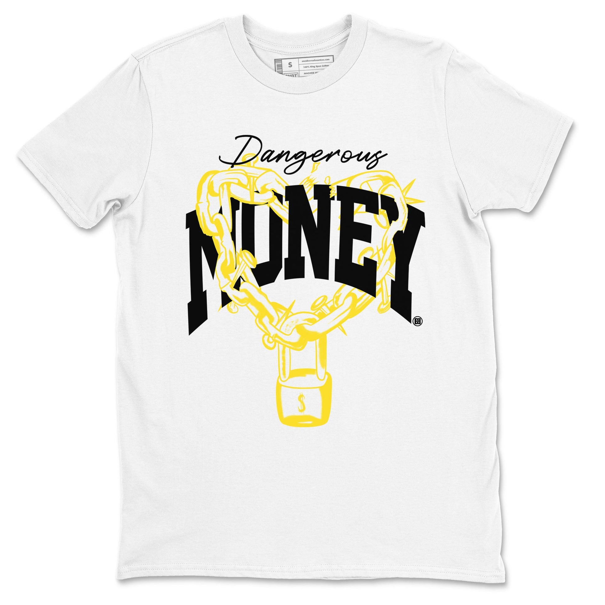4s Vivid Sulfur shirt to match jordans Dangerous Money sneaker tees Air Jordan 4 Vivid Sulfur SNRT Sneaker Release Tees unisex cotton White 2 crew neck shirt