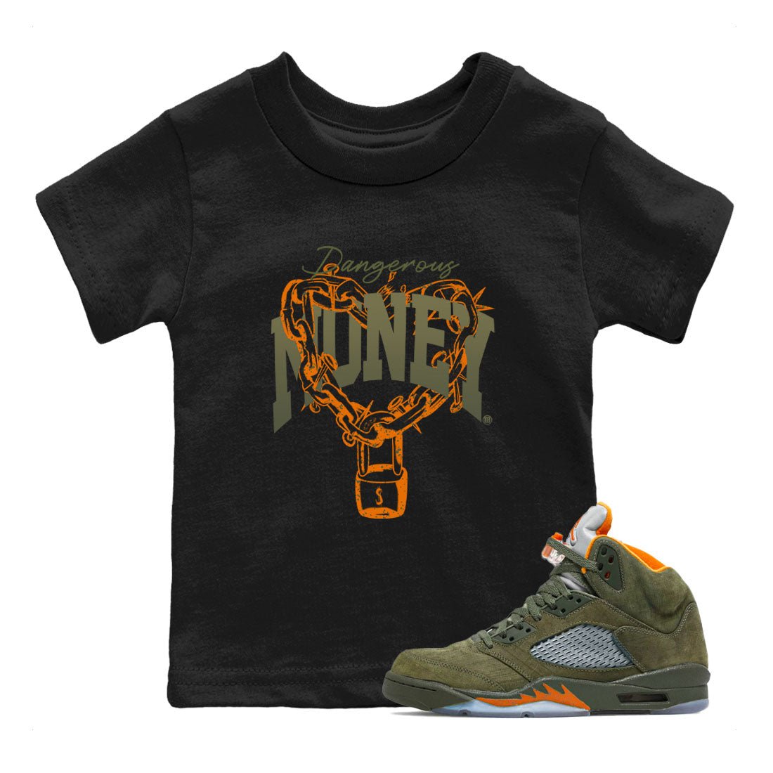 5s Olive shirt to match jordans Dangerous Money sneaker tees Air Jordan 5 Olive SNRT Sneaker Release Tees Streetwear baby toddler Black 1 cotton Shirt