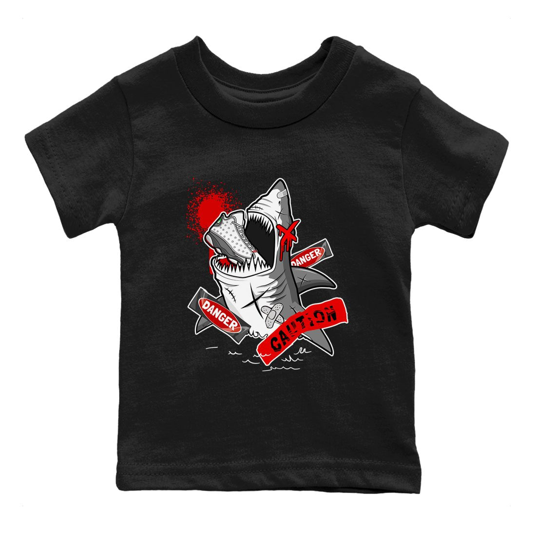 Wolf Grey 13 shirt to match jordans Dangerous Shark sneaker tees Air Jordan 13 Wolf Grey SNRT Sneaker Release Tees Baby Toddler Black 2 T-Shirt
