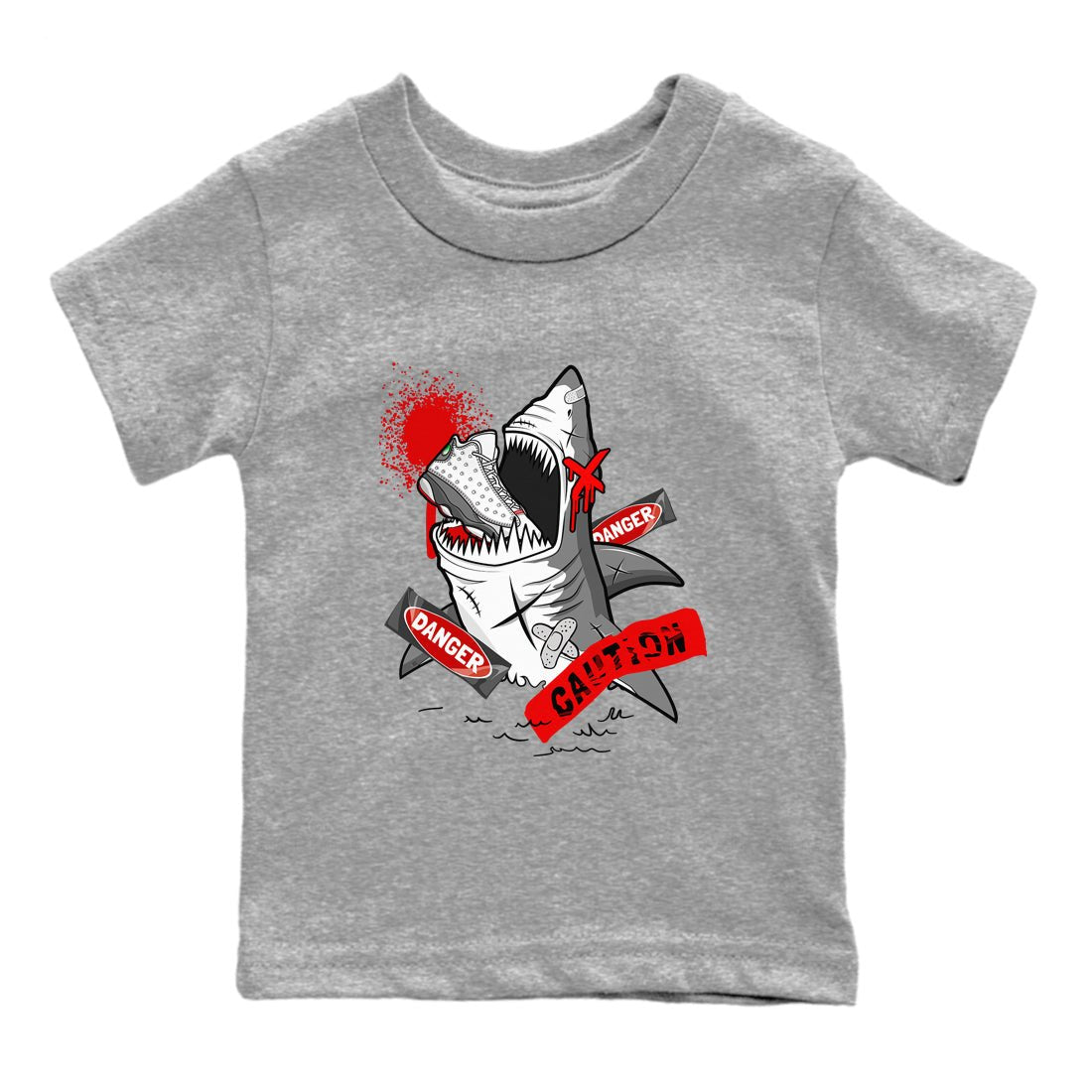Wolf Grey 13 shirt to match jordans Dangerous Shark sneaker tees Air Jordan 13 Wolf Grey SNRT Sneaker Release Tees Baby Toddler Heather Grey 2 T-Shirt
