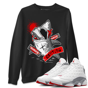 Wolf Grey 13 shirt to match jordans Dangerous Shark sneaker tees Air Jordan 13 Wolf Grey SNRT Sneaker Release Tees Unisex Black 1 T-Shirt