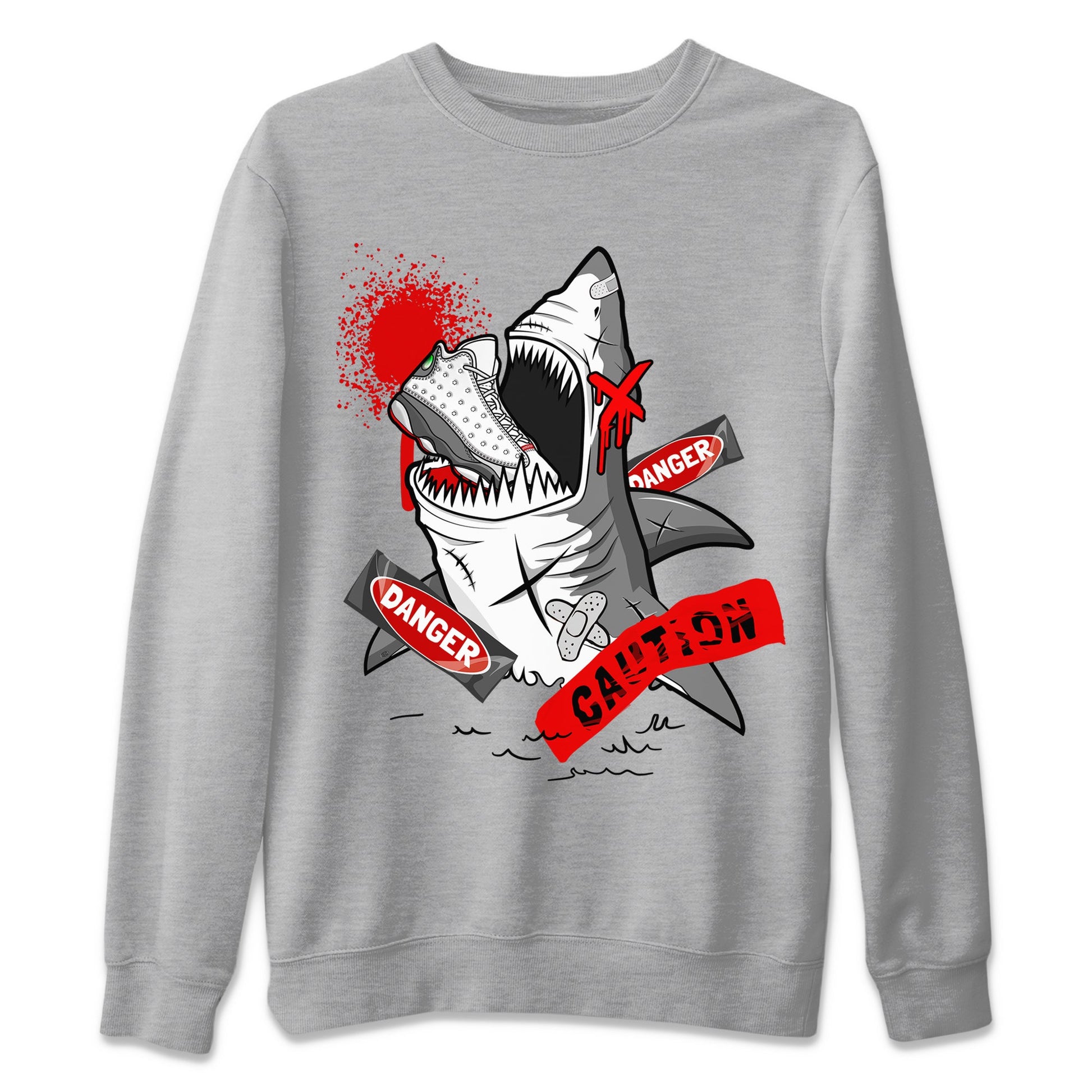 Wolf Grey 13 shirt to match jordans Dangerous Shark sneaker tees Air Jordan 13 Wolf Grey SNRT Sneaker Release Tees Unisex Heather Grey 2 T-Shirt