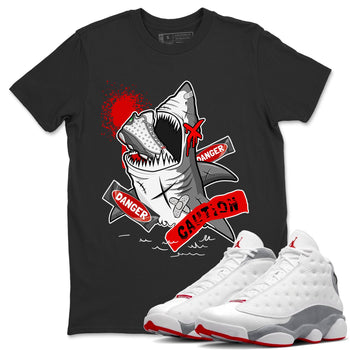 Wolf Grey 13 shirt to match jordans Dangerous Shark sneaker tees Air Jordan 13 Wolf Grey SNRT Sneaker Release Tees Unisex Black 1 T-Shirt