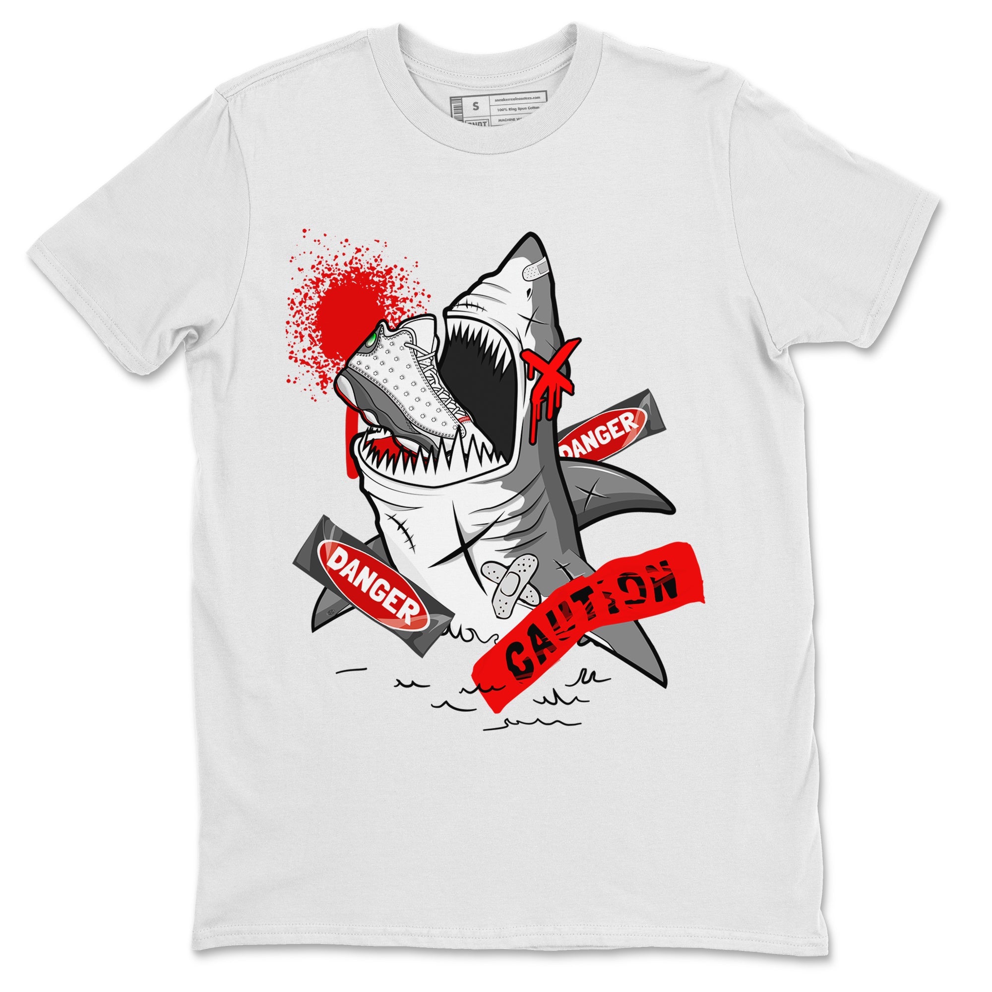 Wolf Grey 13 shirt to match jordans Dangerous Shark sneaker tees Air Jordan 13 Wolf Grey SNRT Sneaker Release Tees Unisex White 2 T-Shirt