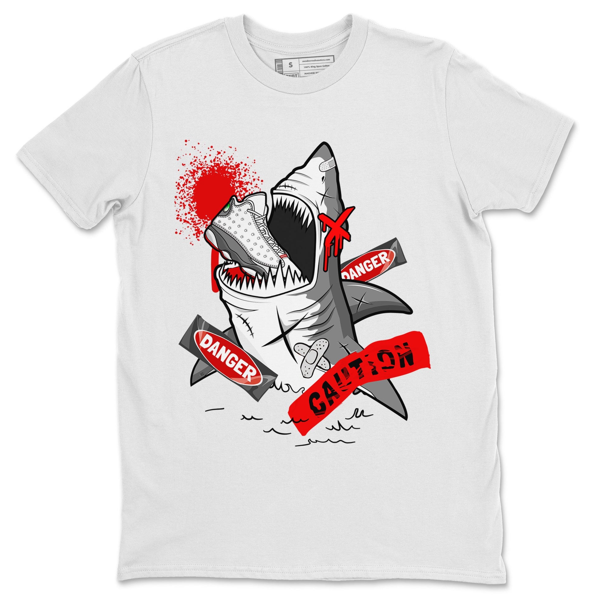 Wolf Grey 13 shirt to match jordans Dangerous Shark sneaker tees Air Jordan 13 Wolf Grey SNRT Sneaker Release Tees Unisex White 2 T-Shirt