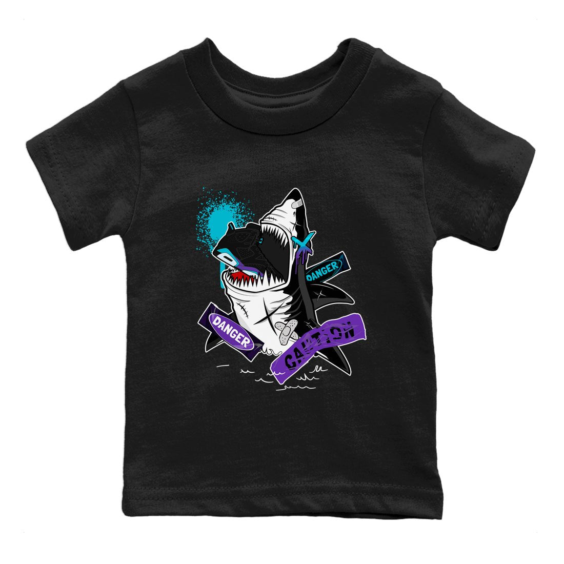 Aqua 6s shirt to match jordans Dangerous Shark sneaker tees Air Jordan 6 Aqua SNRT Sneaker Release Tees Baby Toddler Black 2 T-Shirt
