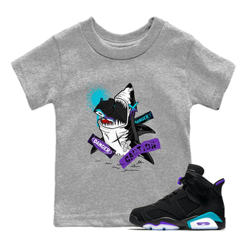 Aqua 6s shirt to match jordans Dangerous Shark sneaker tees Air Jordan 6 Aqua SNRT Sneaker Release Tees Baby Toddler Heather Grey 1 T-Shirt