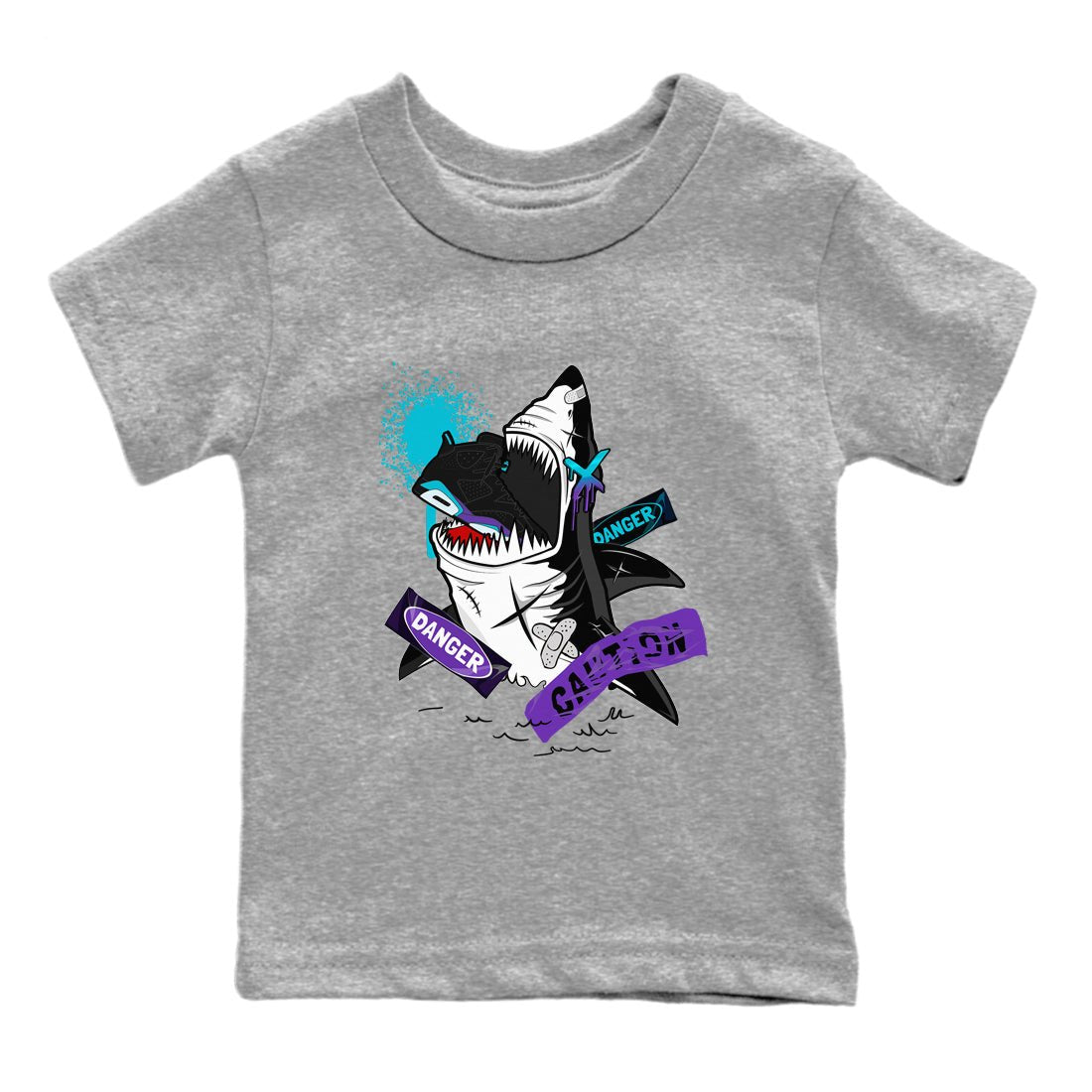 Aqua 6s shirt to match jordans Dangerous Shark sneaker tees Air Jordan 6 Aqua SNRT Sneaker Release Tees Baby Toddler Heather Grey 2 T-Shirt