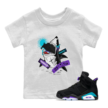 Aqua 6s shirt to match jordans Dangerous Shark sneaker tees Air Jordan 6 Aqua SNRT Sneaker Release Tees Baby Toddler White 1 T-Shirt