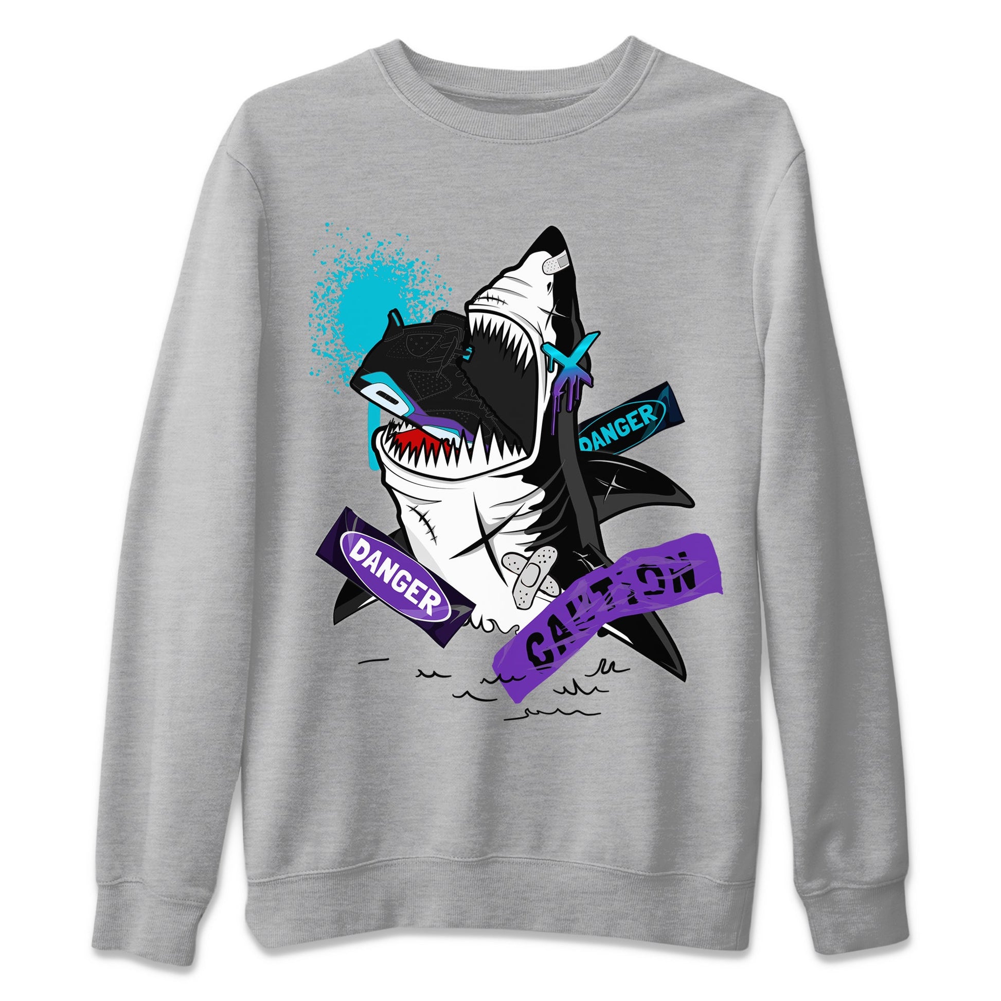 Aqua 6s shirt to match jordans Dangerous Shark sneaker tees Air Jordan 6 Aqua SNRT Sneaker Release Tees Unisex Heather Grey 2 T-Shirt