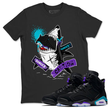 Aqua 6s shirt to match jordans Dangerous Shark sneaker tees Air Jordan 6 Aqua SNRT Sneaker Release Tees Unisex Black 1 T-Shirt