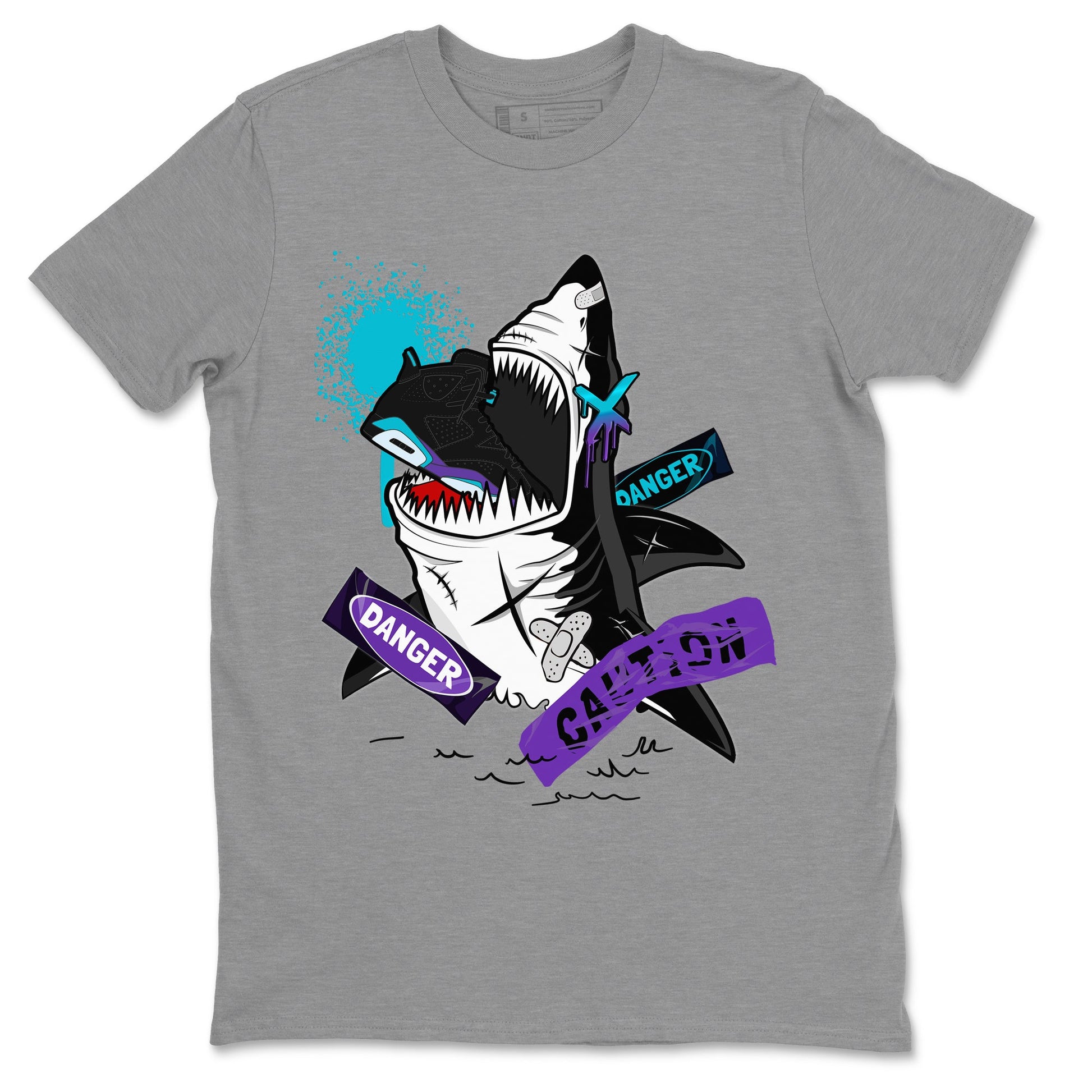 Aqua 6s shirt to match jordans Dangerous Shark sneaker tees Air Jordan 6 Aqua SNRT Sneaker Release Tees Unisex Heather Grey 2 T-Shirt