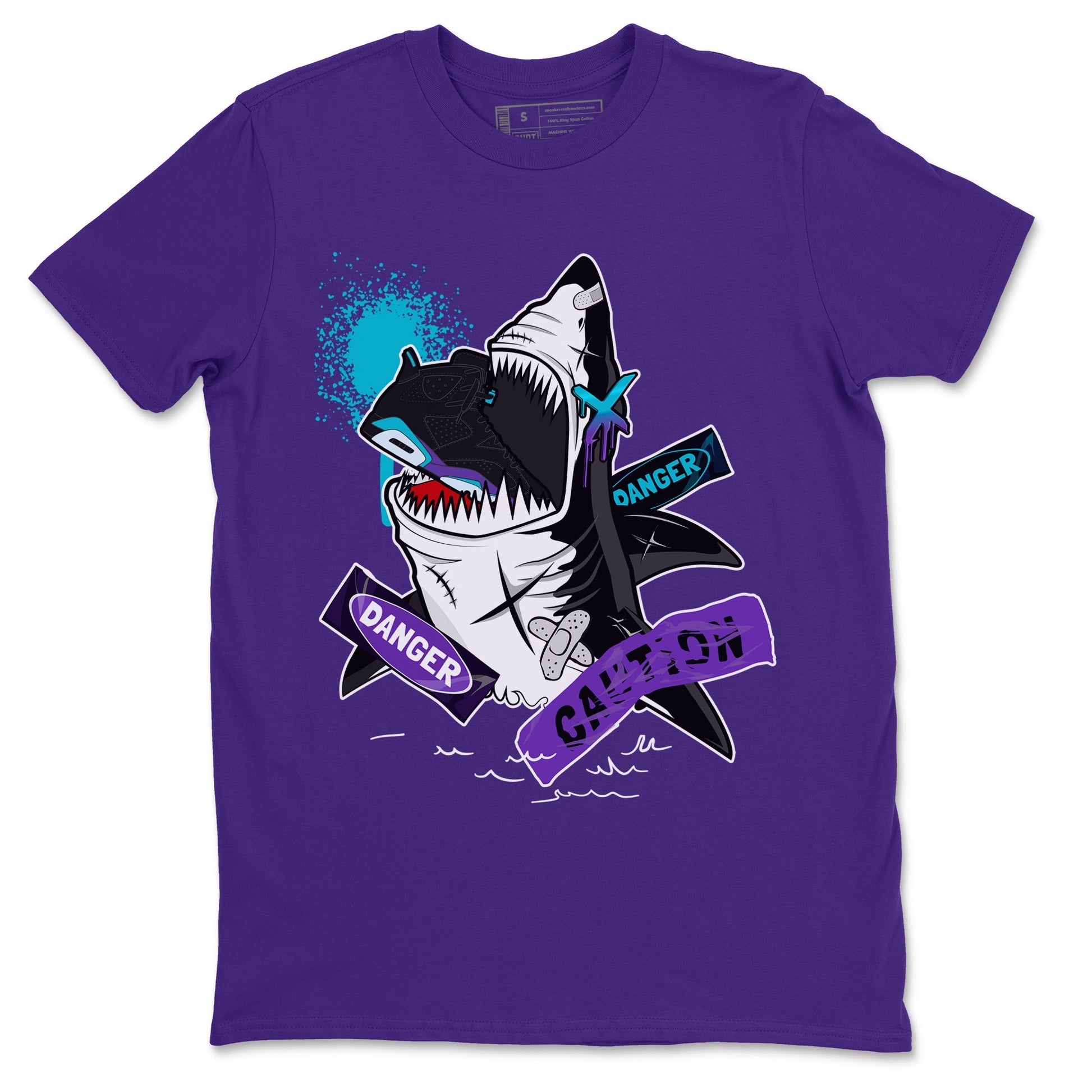 Aqua 6s shirt to match jordans Dangerous Shark sneaker tees Air Jordan 6 Aqua SNRT Sneaker Release Tees Unisex Purple 2 T-Shirt