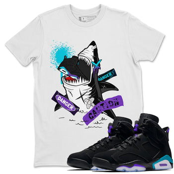 Aqua 6s shirt to match jordans Dangerous Shark sneaker tees Air Jordan 6 Aqua SNRT Sneaker Release Tees Unisex White 1 T-Shirt