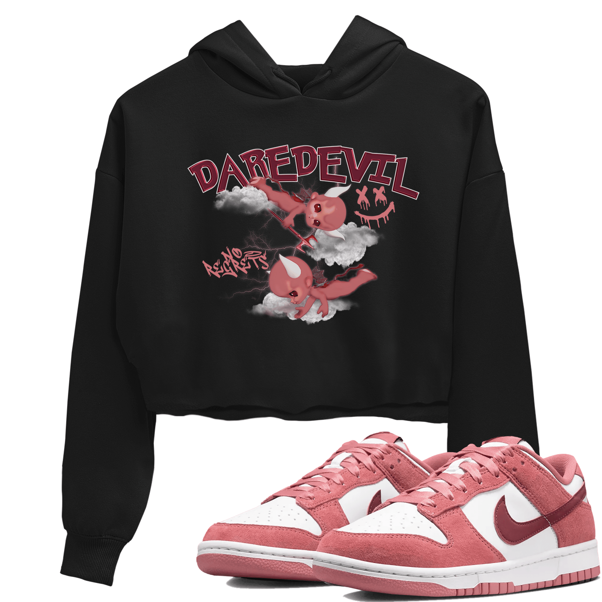 Dunk Low Valentines Day shirt to match jordans Dare Devil sneaker tees Special Valentine's Day Couple Shirt Dunk Valentine's Day 2024 SNRT Sneaker Tees Sneaker Matching Shirt Black 1 Crop T-Shirt