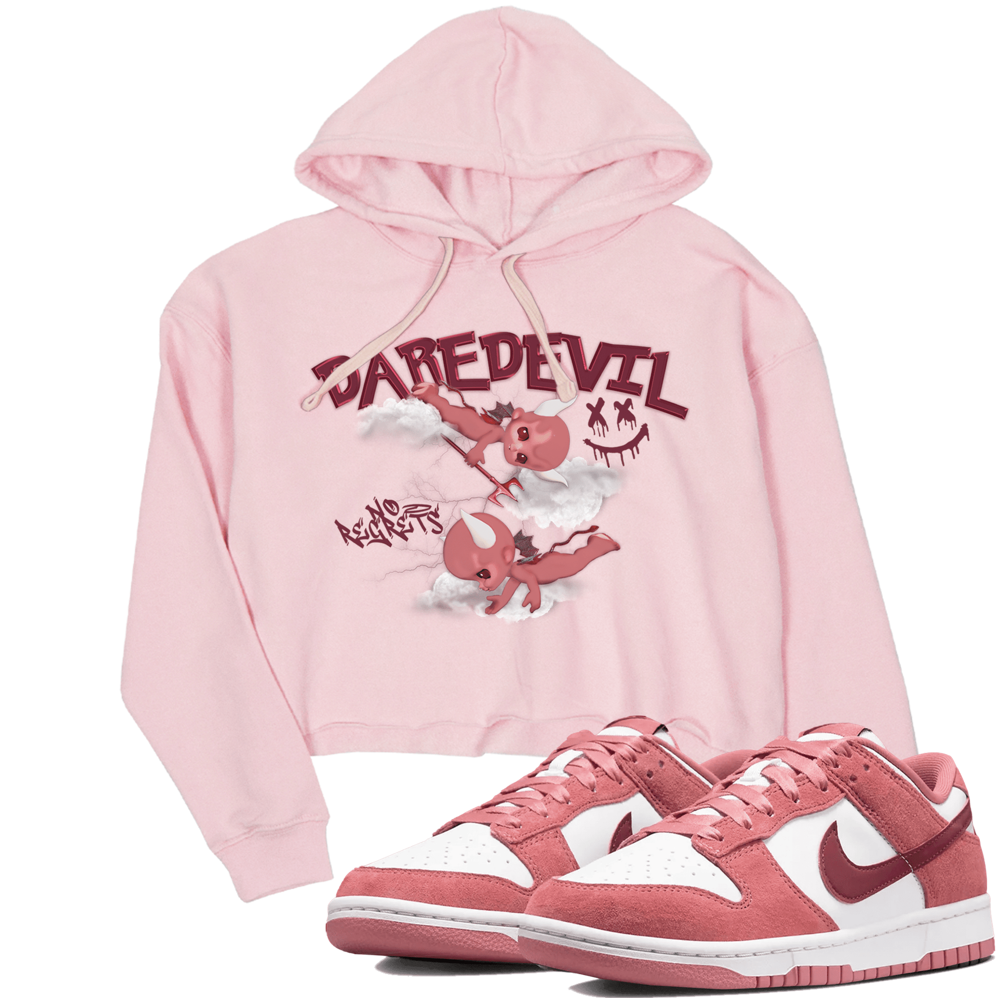 Dunk Low Valentines Day shirt to match jordans Dare Devil sneaker tees Special Valentine's Day Couple Shirt Dunk Valentine's Day 2024 SNRT Sneaker Tees Sneaker Matching Shirt Pink 1 Crop T-Shirt
