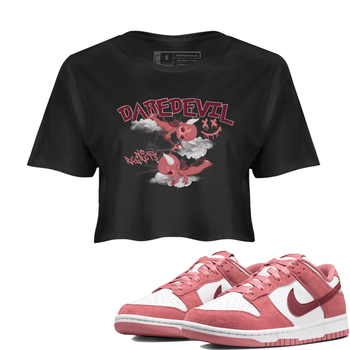 Dunk Low Valentines Day shirt to match jordans Dare Devil sneaker tees Special Valentine's Day Couple Shirt Dunk Valentine's Day 2024 SNRT Sneaker Tees Sneaker Matching Shirt Black 1 Crop T-Shirt