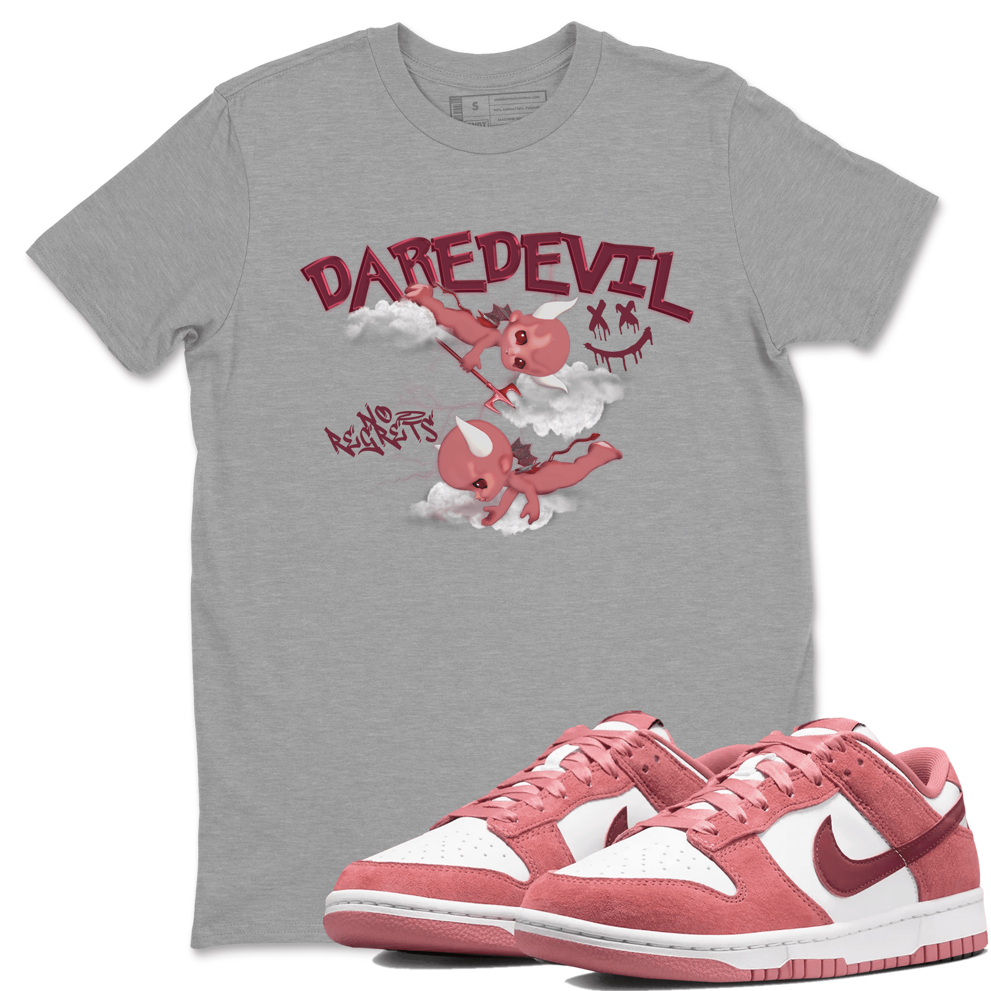 Dunk Low Valentine's Day shirt to match jordans Dare Devil sneaker tees Special Valentine's Day Couple Shirt Dunk Valentine's Day 2024 SNRT Sneaker Tees Sneaker Matching Shirt Unisex Heather Grey 1 T-Shirt