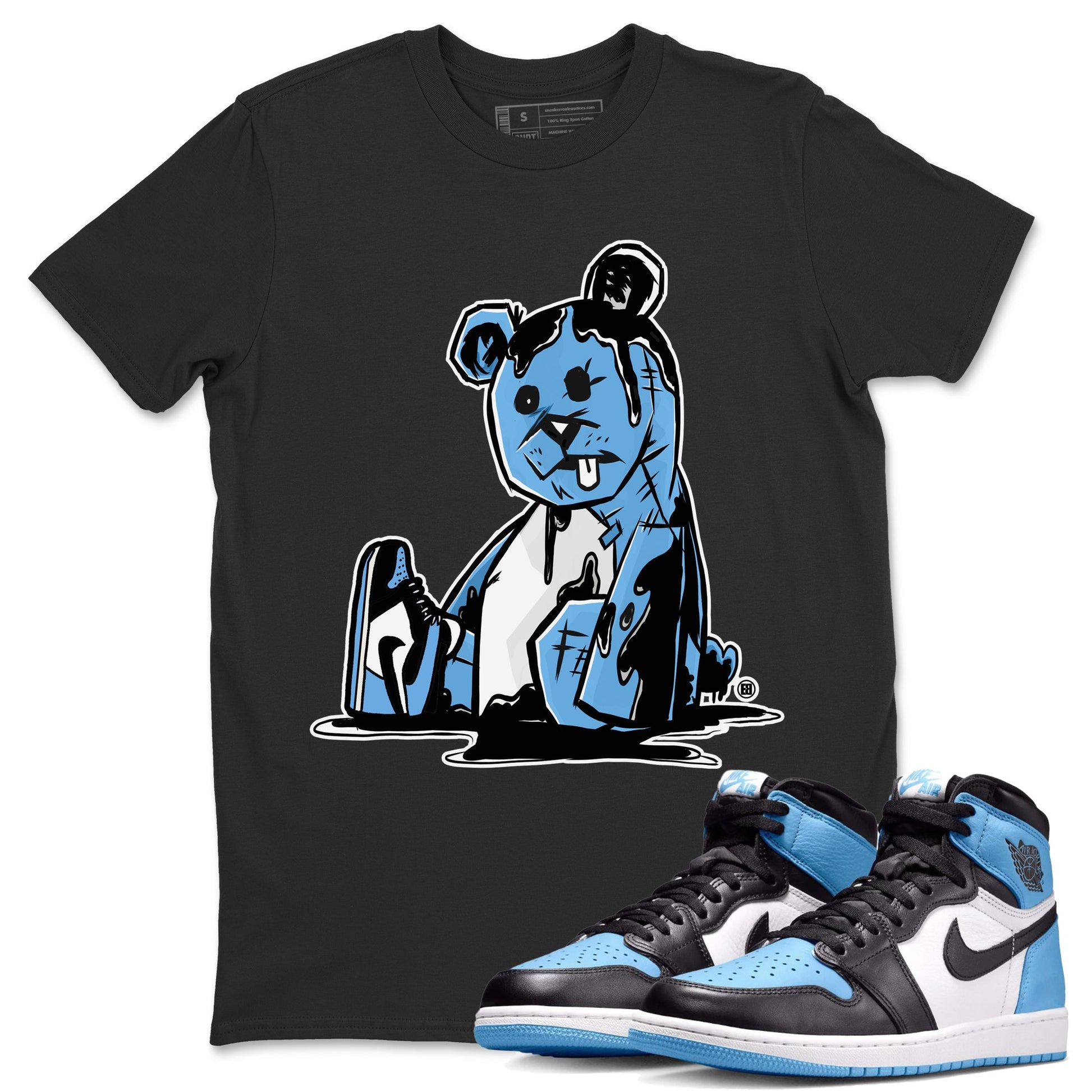 Air Jordan 1 Retro High OG UNC Toe Shirt to match Jordans Dark Bear Sneaker Tees Air Jordan 1 Retro UNC Toe Shirts Crew Neck T-Shirts Black 1