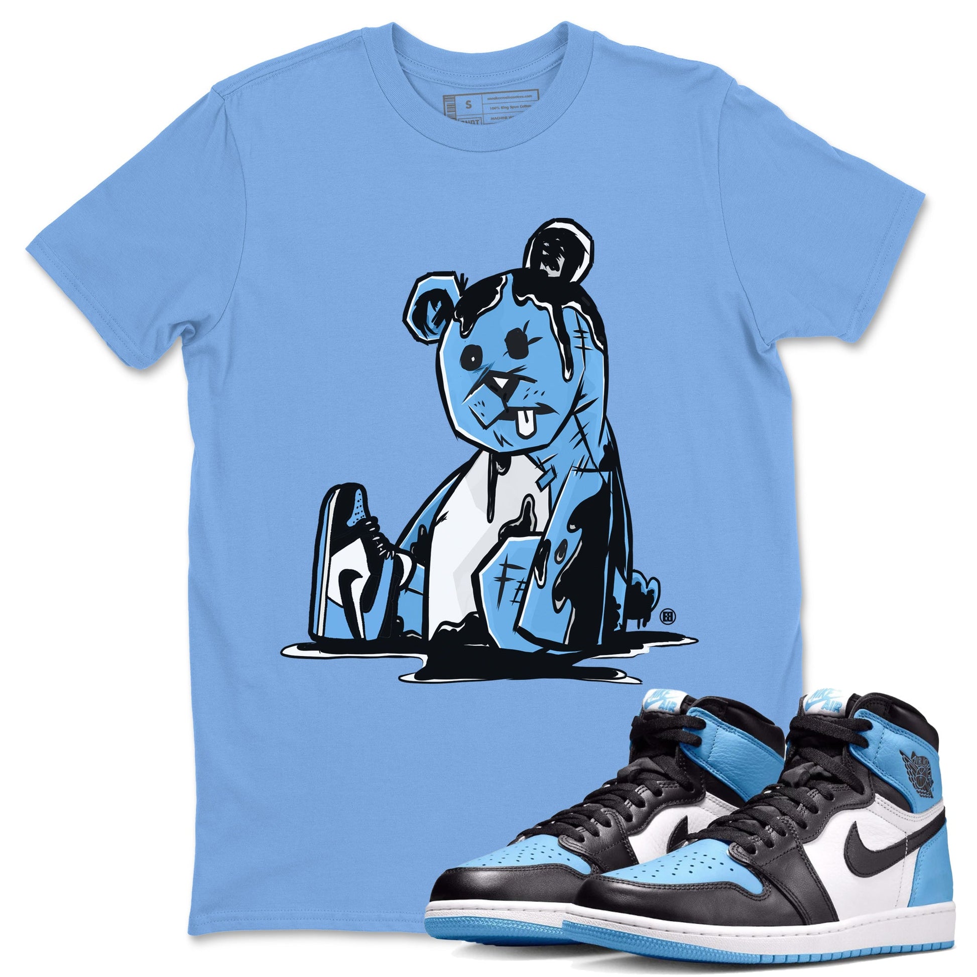Air Jordan 1 Retro High OG UNC Toe Shirt to match Jordans Dark Bear Sneaker Tees Air Jordan 1 Retro UNC Toe Shirts Crew Neck T-Shirts Carolina Blue 1