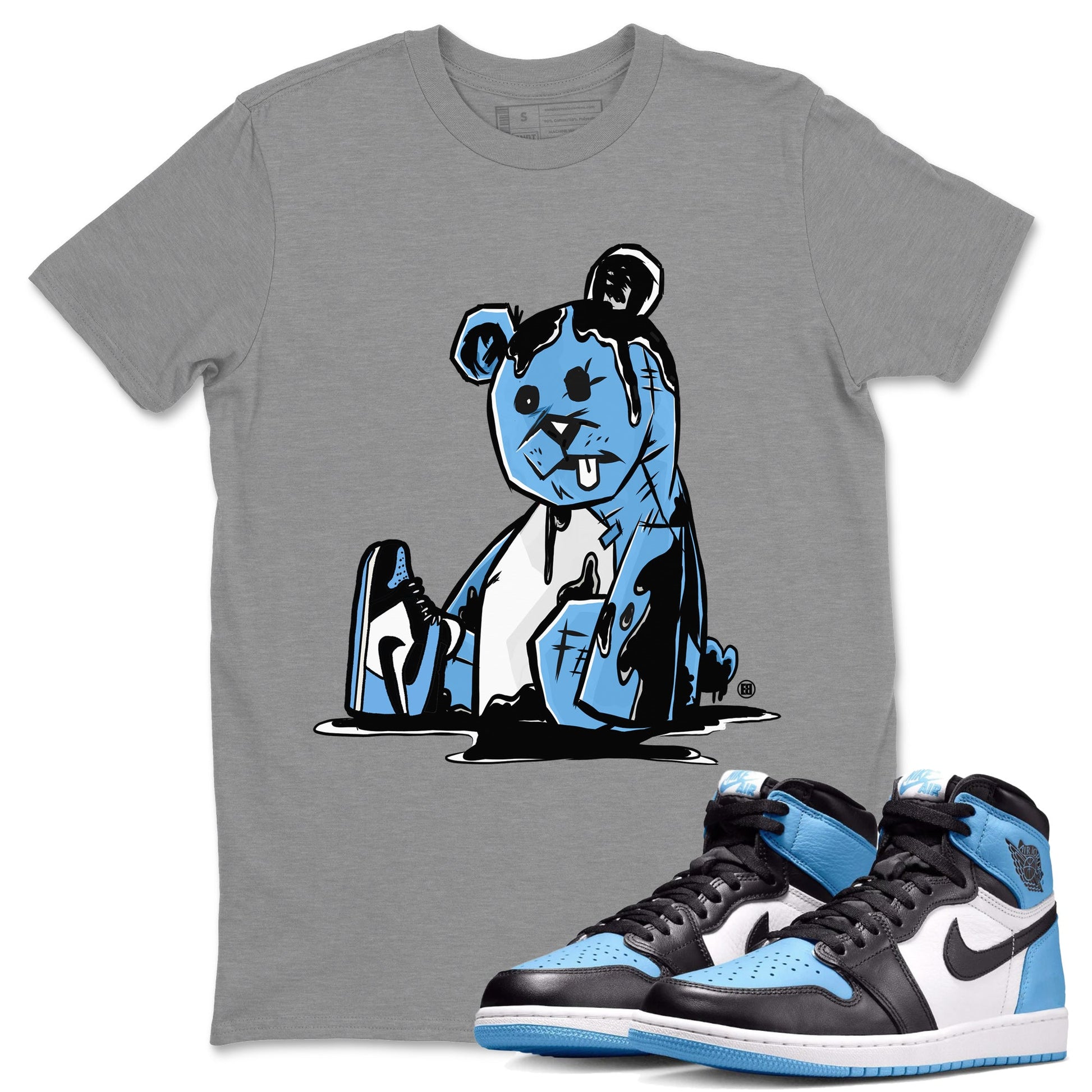 Air Jordan 1 Retro High OG UNC Toe Shirt to match Jordans Dark Bear Sneaker Tees Air Jordan 1 Retro UNC Toe Shirts Crew Neck T-Shirts Heather Grey 1