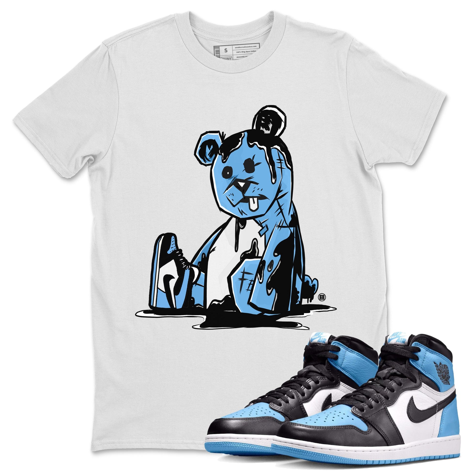 Air Jordan 1 Retro High OG UNC Toe Shirt to match Jordans Dark Bear Sneaker Tees Air Jordan 1 Retro UNC Toe Shirts Crew Neck T-Shirts White 1