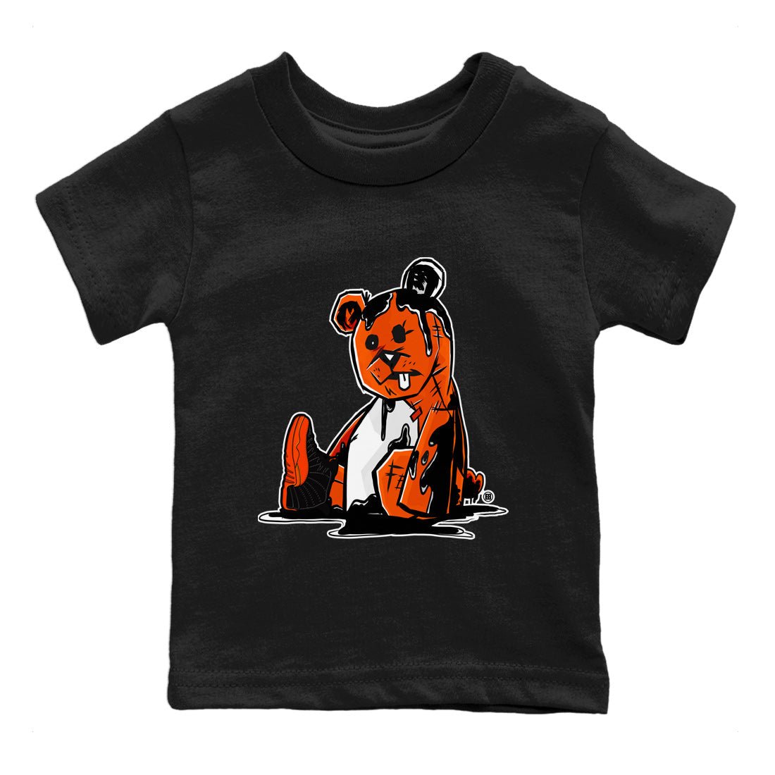 Air Jordan 12 Brilliant Orange Sneaker Match Tees Dark Bear Sneaker Tees Air Jordan 12 WMNS Brilliant Orange Tees Kids Shirts Black 2