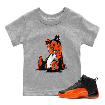 Air Jordan 12 Brilliant Orange Sneaker Match Tees Dark Bear Sneaker Tees Air Jordan 12 WMNS Brilliant Orange Tees Kids Shirts Heather Grey 1