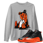 Air Jordan 12 Brilliant Orange Sneaker Match Tees Dark Bear Sneaker Tees Air Jordan 12 WMNS Brilliant Orange Tees Unisex Shirts Heather Grey 1