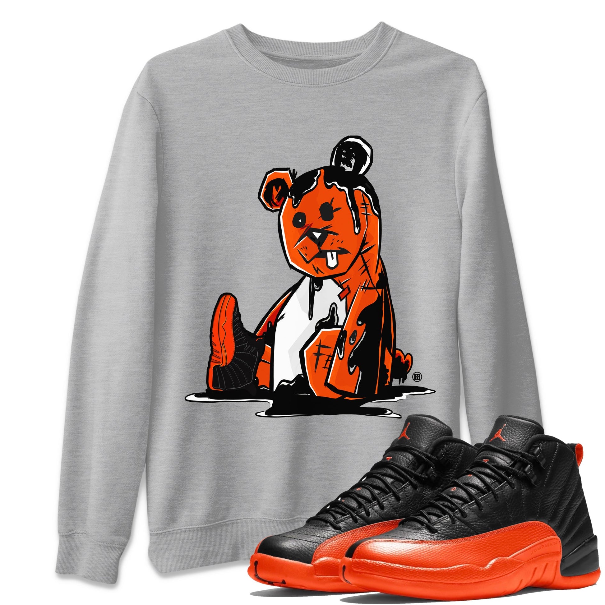 Air Jordan 12 Brilliant Orange Sneaker Match Tees Dark Bear Sneaker Tees Air Jordan 12 WMNS Brilliant Orange Tees Unisex Shirts Heather Grey 1