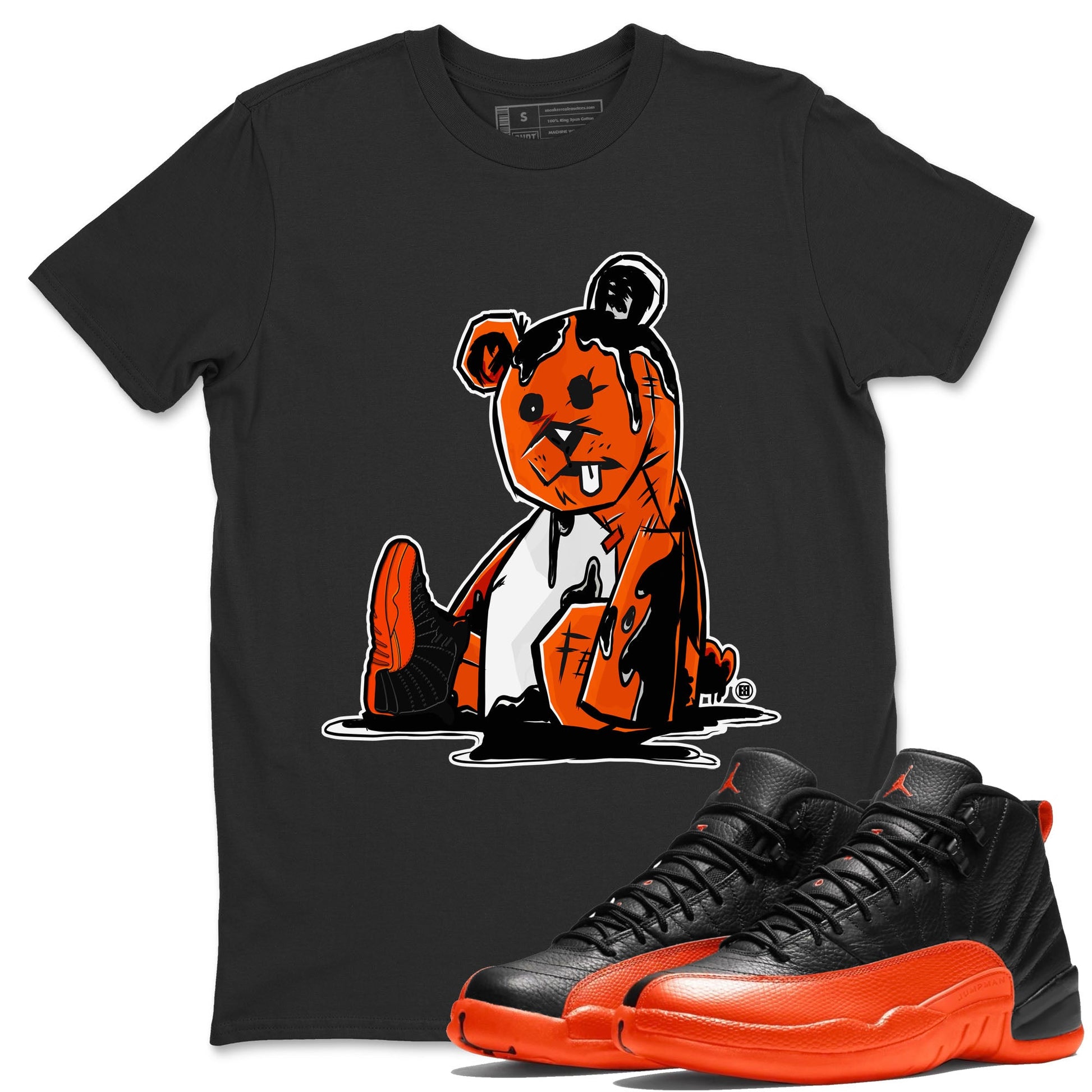 Air Jordan 12 Brilliant Orange Sneaker Match Tees Dark Bear Sneaker Tees Air Jordan 12 WMNS Brilliant Orange Tees Unisex Shirts Black 1