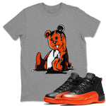 Air Jordan 12 Brilliant Orange Sneaker Match Tees Dark Bear Sneaker Tees Air Jordan 12 WMNS Brilliant Orange Tees Unisex Shirts Heather Grey 1