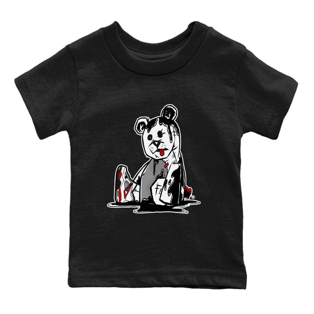 Air Jordan 4 Red Cement Sneaker Match Tees Dark Bear Sneaker Tees Air Jordan 4 Retro Red Cement SNRT Sneaker Release Tees Kids Shirts Black 2