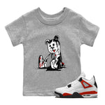 Air Jordan 4 Red Cement Sneaker Match Tees Dark Bear Sneaker Tees Air Jordan 4 Retro Red Cement SNRT Sneaker Release Tees Kids Shirts Heather Grey 1