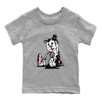 Air Jordan 4 Red Cement Sneaker Match Tees Dark Bear Sneaker Tees Air Jordan 4 Retro Red Cement SNRT Sneaker Release Tees Kids Shirts Heather Grey 2