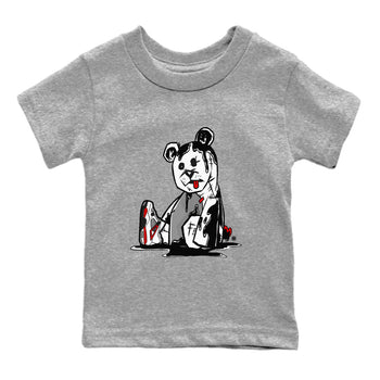 Air Jordan 4 Red Cement Sneaker Match Tees Dark Bear Sneaker Tees Air Jordan 4 Retro Red Cement SNRT Sneaker Release Tees Kids Shirts Heather Grey 2