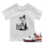 Air Jordan 4 Red Cement Sneaker Match Tees Dark Bear Sneaker Tees Air Jordan 4 Retro Red Cement SNRT Sneaker Release Tees Kids Shirts White 1