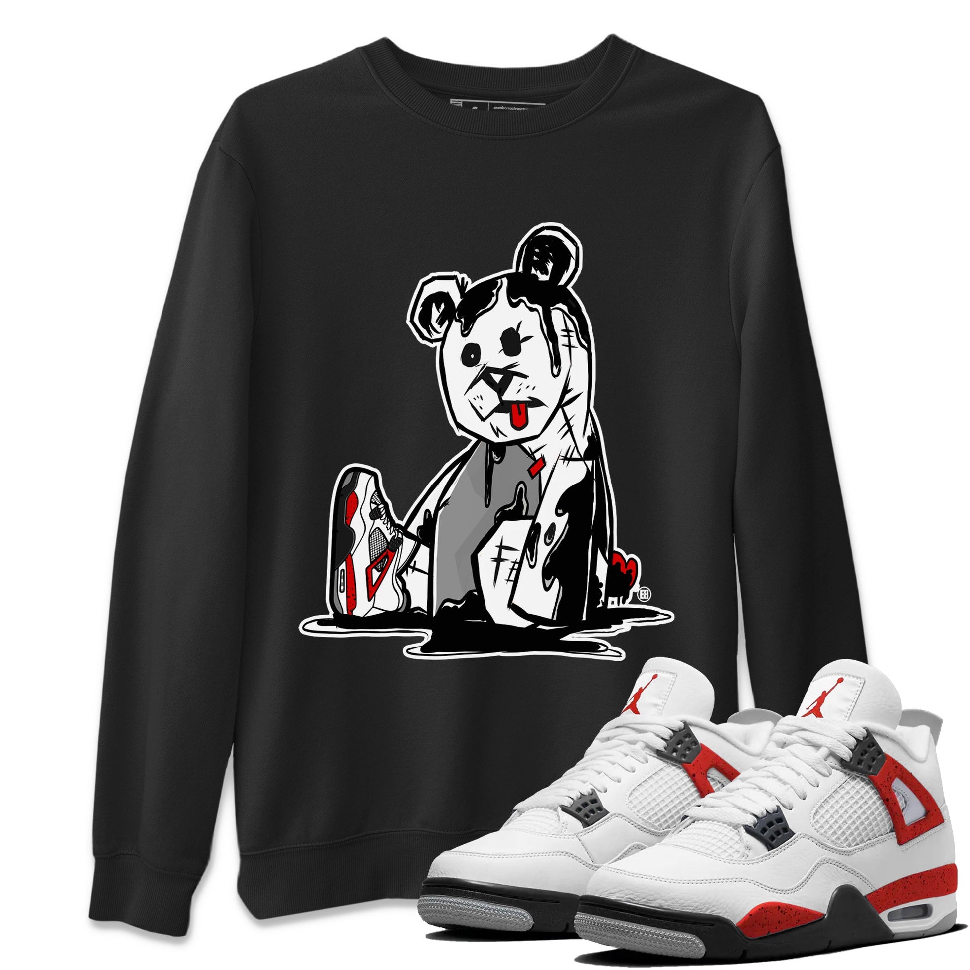 Air Jordan 4 Red Cement Sneaker Match Tees Dark Bear Sneaker Tees Air Jordan 4 Retro Red Cement SNRT Sneaker Release Tees Unisex Shirts Black 1