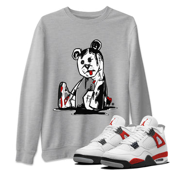 Air Jordan 4 Red Cement Sneaker Match Tees Dark Bear Sneaker Tees Air Jordan 4 Retro Red Cement SNRT Sneaker Release Tees Unisex Shirts Heather Grey 1