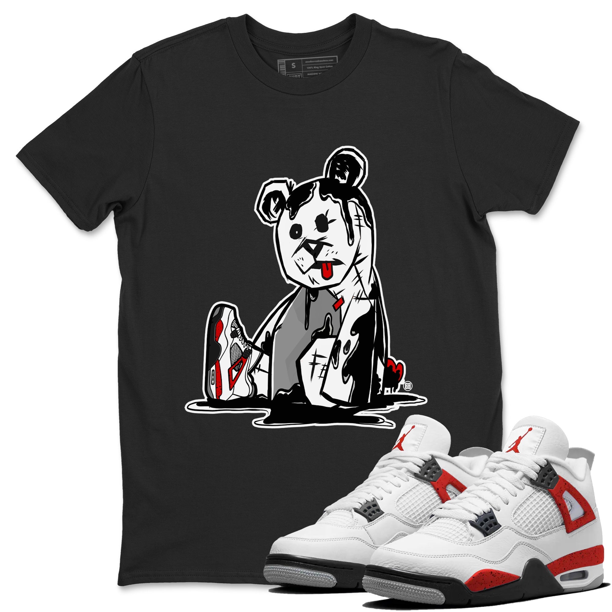 Air Jordan 4 Red Cement Sneaker Match Tees Dark Bear Sneaker Tees Air Jordan 4 Retro Red Cement SNRT Sneaker Release Tees Unisex Shirts Black 1