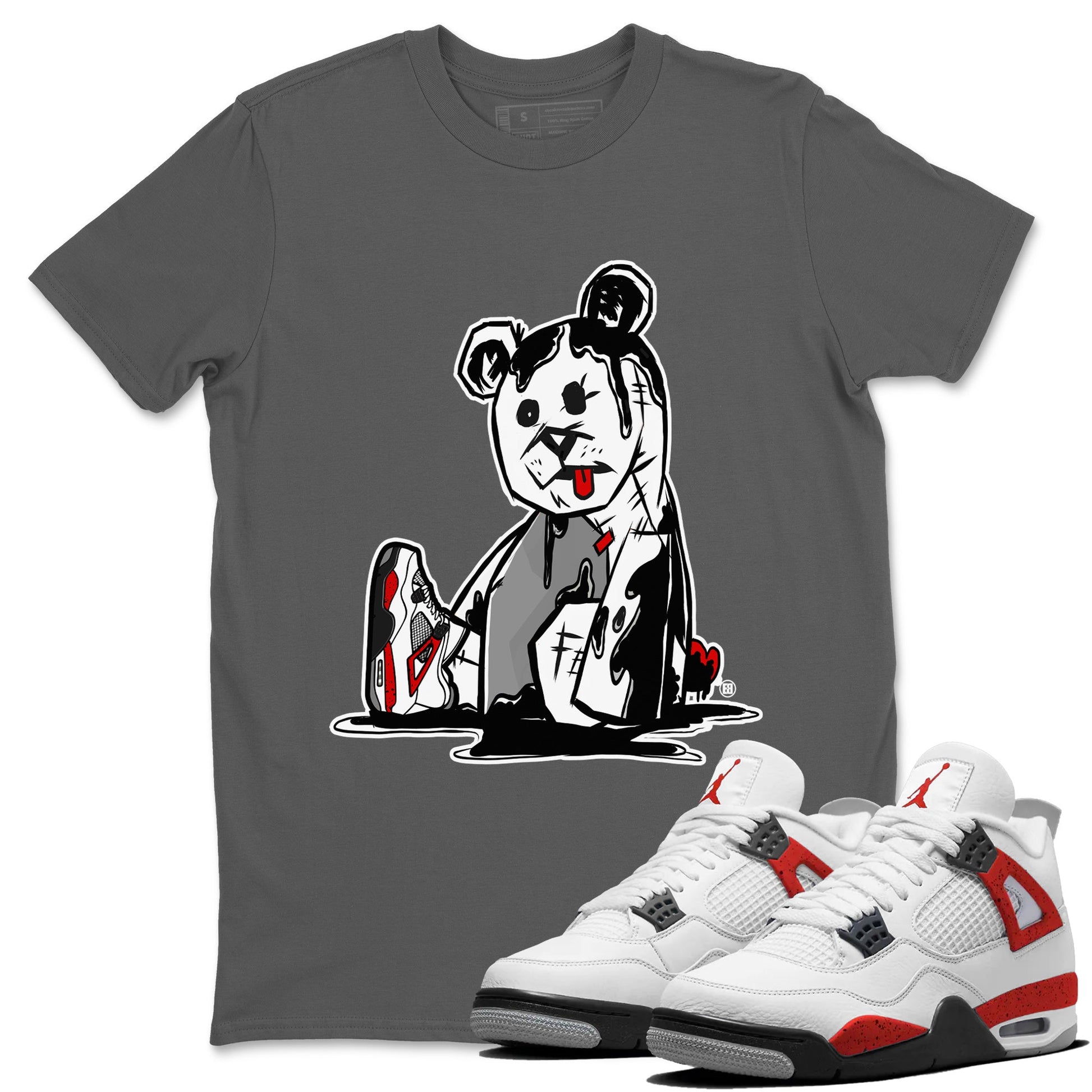 Air Jordan 4 Red Cement Sneaker Match Tees Dark Bear Sneaker Tees Air Jordan 4 Retro Red Cement SNRT Sneaker Release Tees Unisex Shirts Cool Grey 1