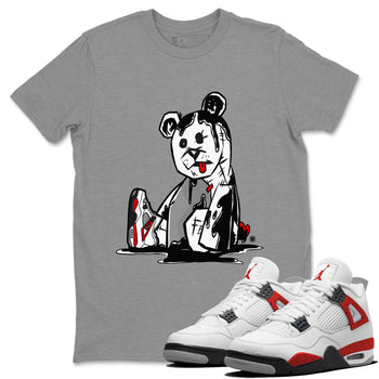 Air Jordan 4 Red Cement Sneaker Match Tees Dark Bear Sneaker Tees Air Jordan 4 Retro Red Cement SNRT Sneaker Release Tees Unisex Shirts Heather Grey 1