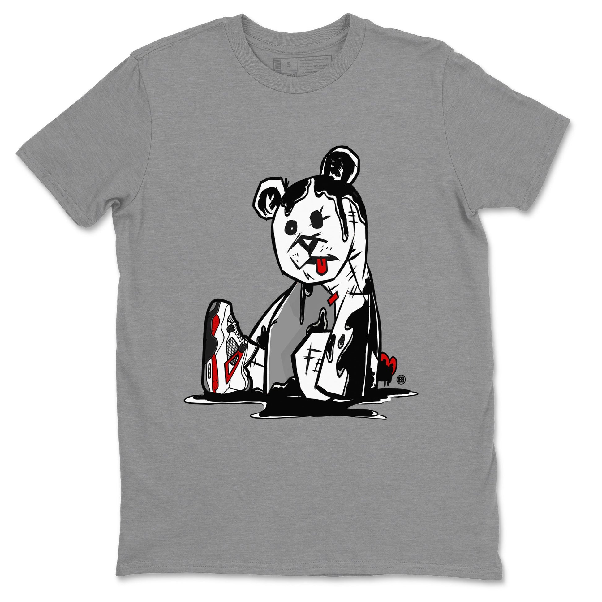 Air Jordan 4 Red Cement Sneaker Match Tees Dark Bear Sneaker Tees Air Jordan 4 Retro Red Cement SNRT Sneaker Release Tees Unisex Shirts Heather Grey 2