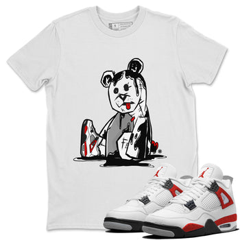 Air Jordan 4 Red Cement Sneaker Match Tees Dark Bear Sneaker Tees Air Jordan 4 Retro Red Cement SNRT Sneaker Release Tees Unisex Shirts White 1