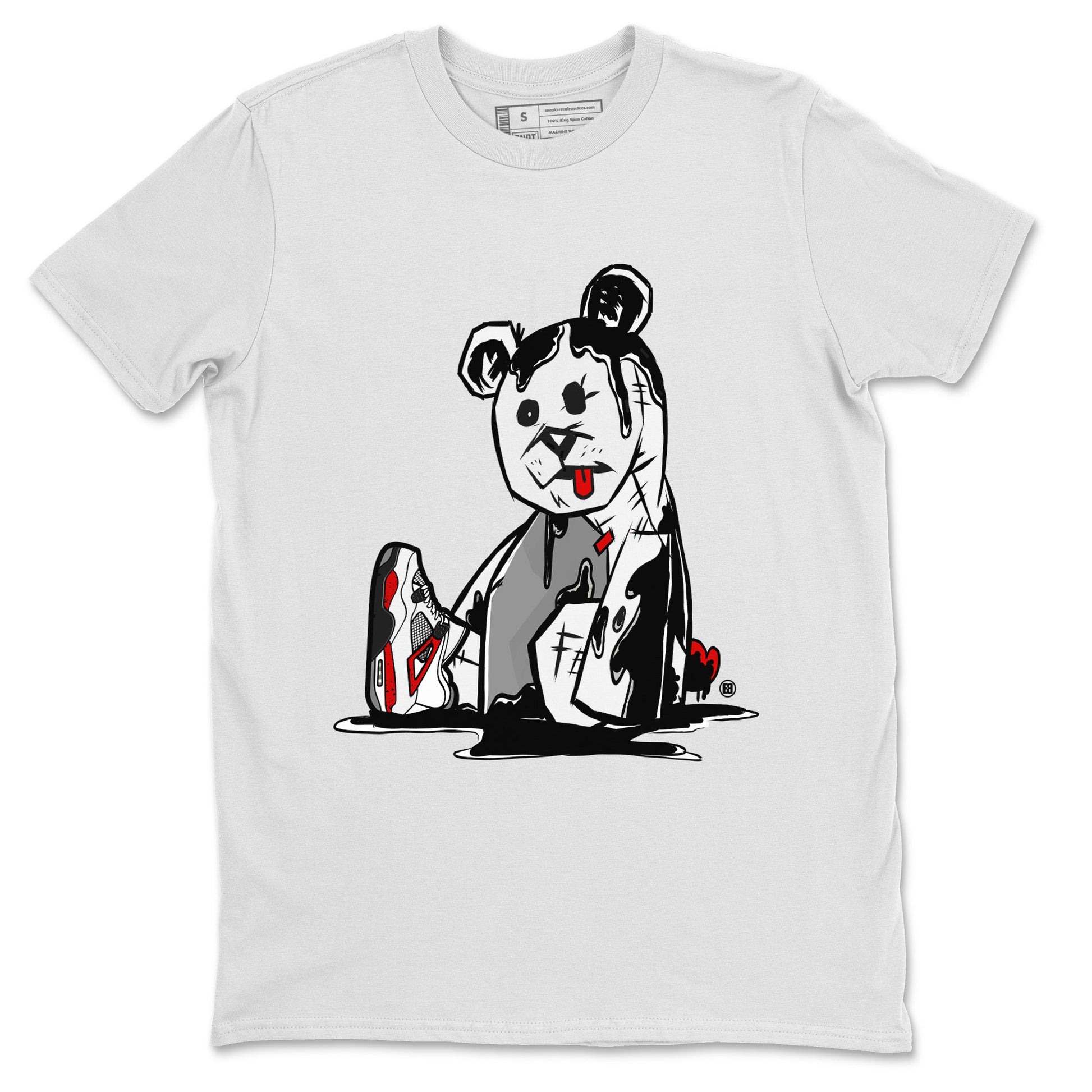 Air Jordan 4 Red Cement Sneaker Match Tees Dark Bear Sneaker Tees Air Jordan 4 Retro Red Cement SNRT Sneaker Release Tees Unisex Shirts White 2