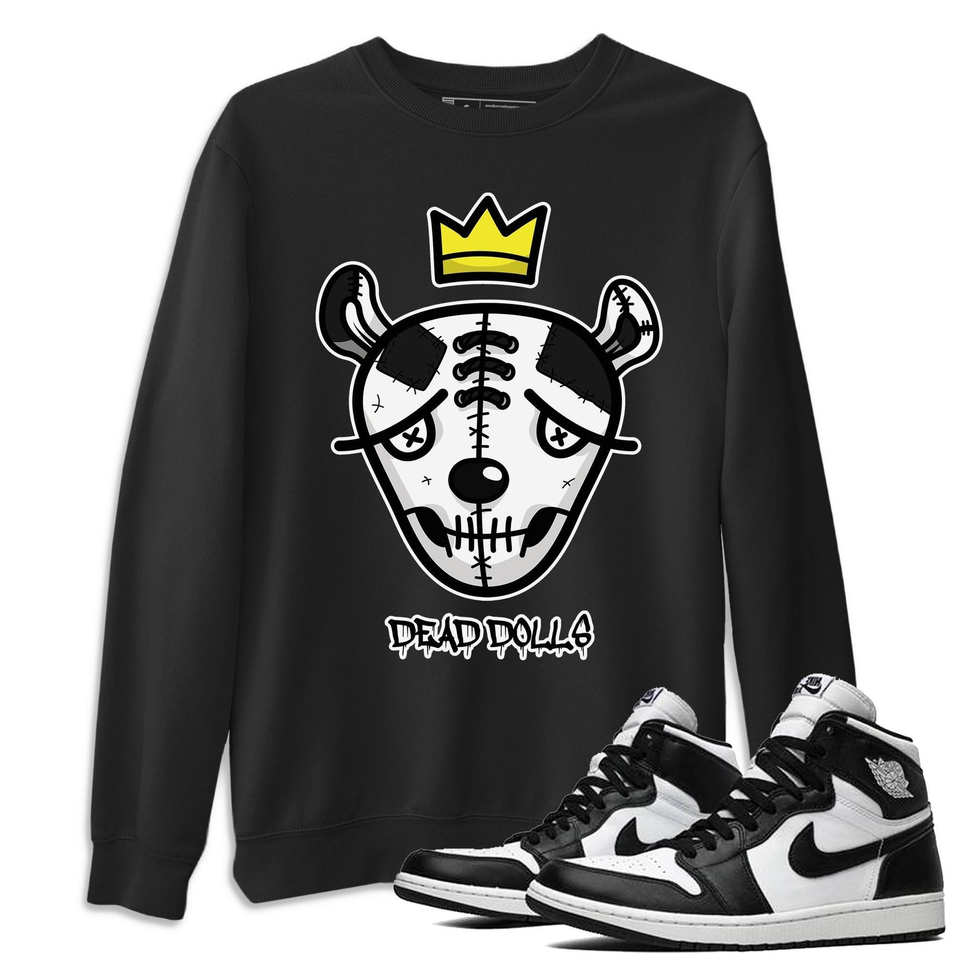 Jordan 1 Black White Sneaker Match Tees Dead Dolls Face Sneaker Tees Jordan 1 Black White Sneaker Release Tees Unisex Shirts