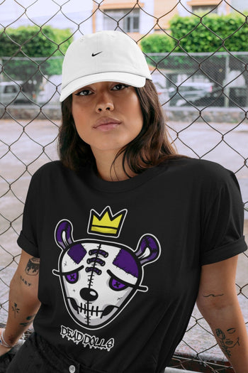 Jordan 1 WMNS Court Purple Sneaker Match Tees Dead Dolls Face Sneaker Tees Jordan 1 WMNS Court Purple Sneaker Release Tees Unisex Shirts