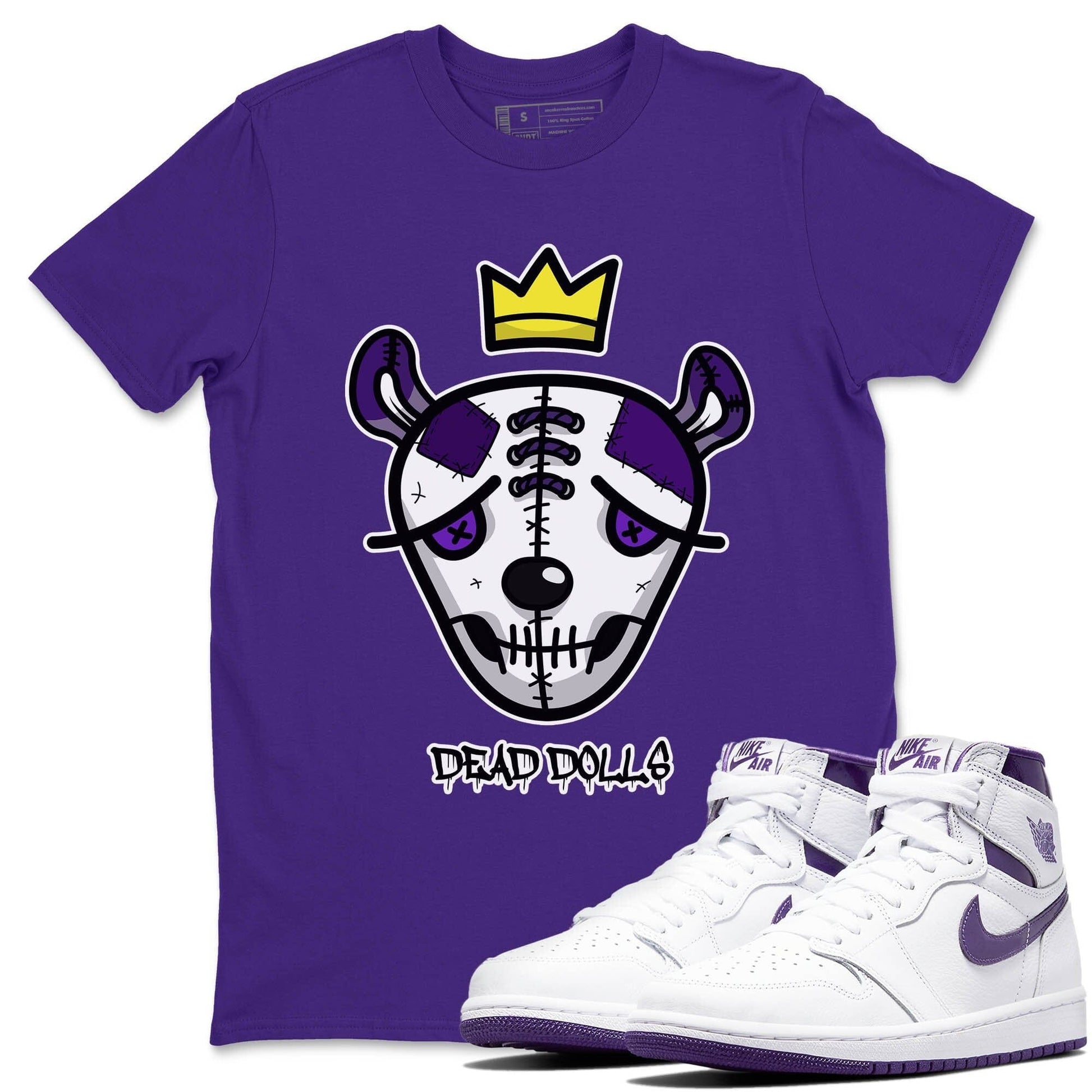 Jordan 1 WMNS Court Purple Sneaker Match Tees Dead Dolls Face Sneaker Tees Jordan 1 WMNS Court Purple Sneaker Release Tees Unisex Shirts