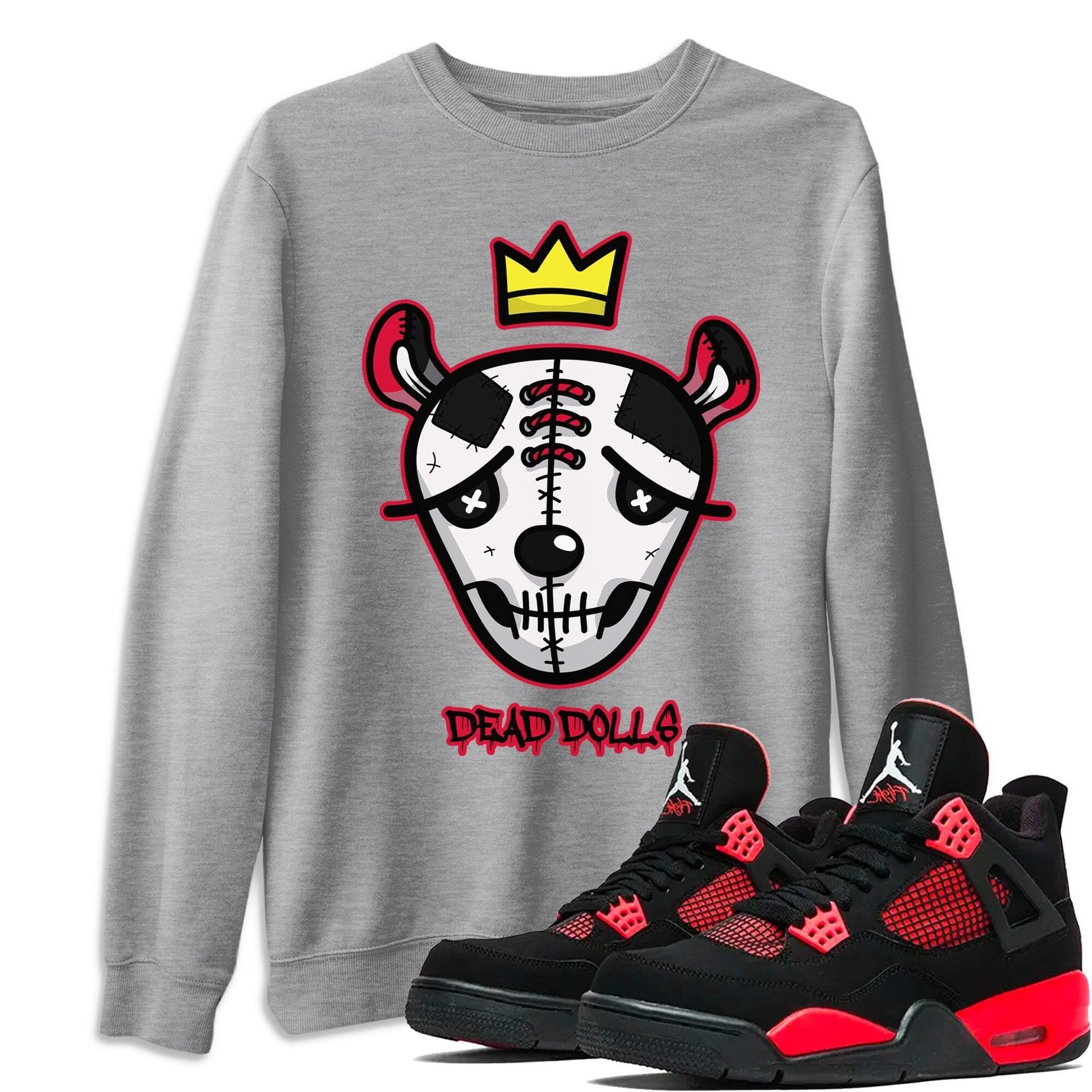 Jordan 4 Red Thunder Sneaker Match Tees Dead Dolls Face Sneaker Tees Jordan 4 Red Thunder Sneaker Release Tees Unisex Shirts